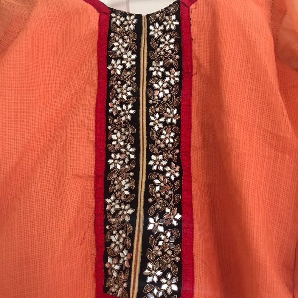 Peach Kurta With Work And Border Designed - image 2